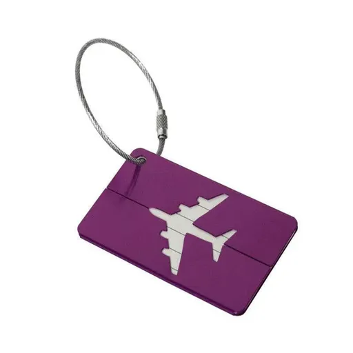 Luggage Tag Aluminum Travel Baggage Suitcase Identity Address Name Label Cards - Purple