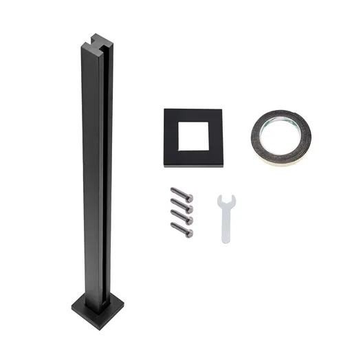 Glass Clamp, 41.34" Height Glass Railing Bracket for 0.39 "-0.47 " Thickness Tempered Glass, 304 Stainless Steel Glass Mounting Clamp, Glass Shelf Bracket for Balcony, Garden, Deck, Stair, Black
