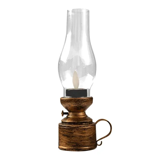 Dimmable Flameless LED Retro Kerosene Lamp, Battery Powered Vintage Oil Table Lamp For Bedroom Home Holiday Decor