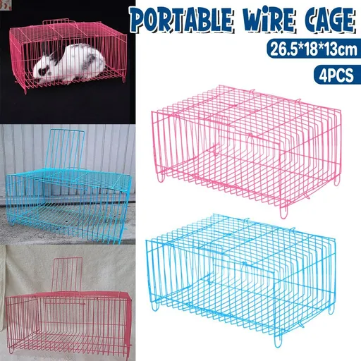 4pcs Wire Simple Bird Cage Hamster Cage Portable Small Animal Enclosure Set