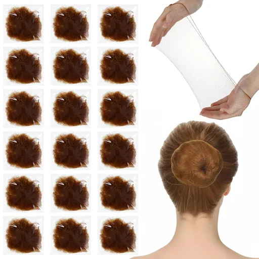 Hair Nets, 35 Pcs Invisible Hair Net for Buns, 20 Inch Strong Nylon Elastic Mesh Wig Nets Hairnet Hairs Accessories for Women Men Ballet, Food Service Workers, Kitchen Daily Styling (Brown)