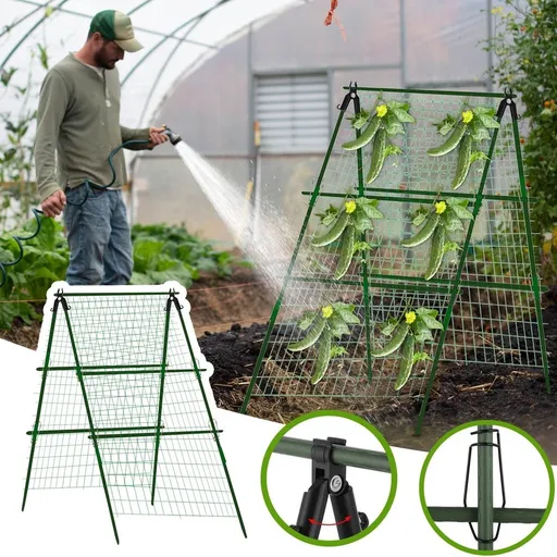 Heavy Duty 42"x15" Adjustable A-Frame Trellis for Climbing Plants Outdoor, Metal Rust-Proof Garden Trellis, Dense Grid Climbing Frame Trellis for Raised Beds, Cucumber, Tomatoes Outdoor