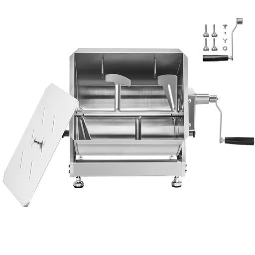 Manual Meat Mixer, 20L Tilt Tank Meat Processing Equipment(Mixing Max 20LBS for Meat), Stainless Steel Meat Mixer, Sausage Mixer Machine with Lid Handle Gear Reducer, Ground Beef Hand Mixer
