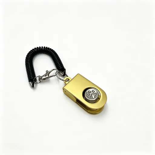 Premium Zinc Alloy Pet Training Clicker with Anti-Slip Grip, Available in Dog-Head and Paw-Print Designs, Featuring Dual Lanyard or Bracelet Options for Interactive Obedience Sessions at Home or Outdoor Parks. (Paw‑print, Bracelet)