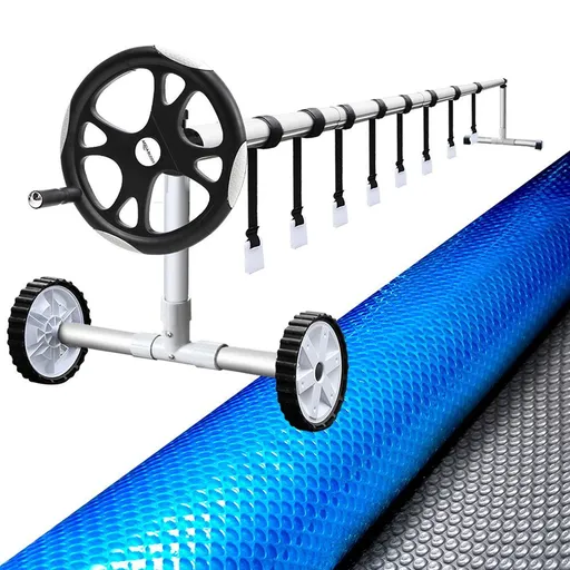 Aquabuddy Pool Cover 500 Micron 7x4m Silver Swimming Pool Solar Blanket 5.5m Roller