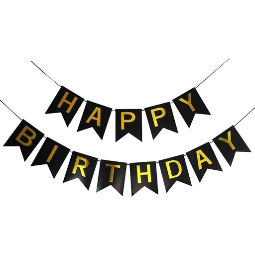 2pcs Black Gold Happy Birthday Banner Birthday Party Supplies for Adult Boy Girl Black Bday Party Decorations & Decor for Men & Women.