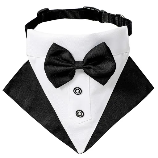 Formal Dog Tuxedo Wedding Dog Bandana Collar Dog Collar with Bow Tie Adjustable Dog Bowtie Collar Bandana