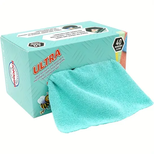 40-Pack Pop-Up Microfiber Cleaning Cloths, thickened for superior water & grease absorption, lint-free & reusable, ideal for kitchen & bath cleaning./BLUE