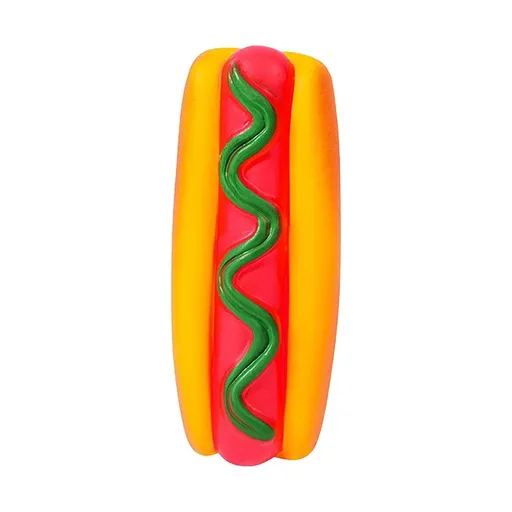 Squeaky Hot Dog Toy for Dogs,Funny Vinyl Chew Toy with Built-in Squeaker,Interactive Fetch and Chew for Small Medium Breeds,5.6in