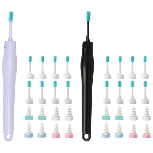32pcs Ear Wax Remover Tool Reusable Spiral Ear Wax Remover Silicone Ear Cleaner for Adults Kids -Black and white