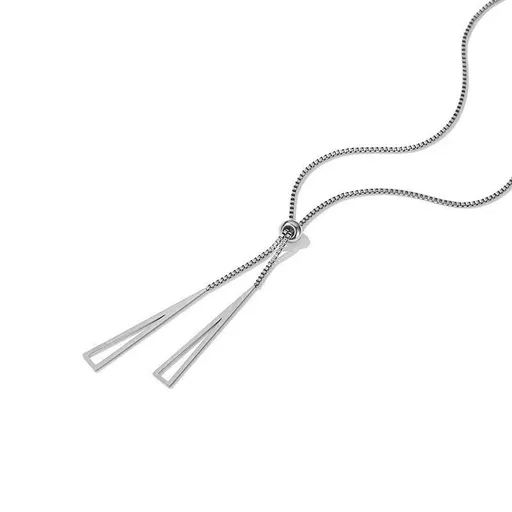 Vintage Hollow Triangle Y Lariat Necklace Silver Y Necklace Geometric Y Drop Necklace Long Tassel Necklace Chain Jewelry for Women