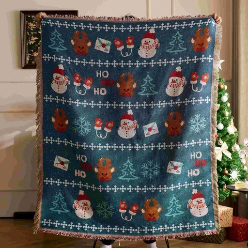 Christmas & Halloween Ambience Decor Throw Cover, Multi‑purpose Wall Tapestry & Nap Blanket, Christmas Envelope Motif Design, 157x130cm