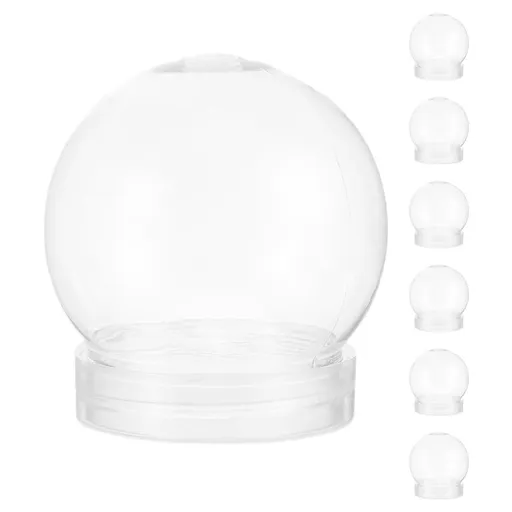 7-Piece Clear Plastic Snow Globe Set with Screw-Off Caps for Custom Crafts, Christmas Ornaments, & Holiday Decorations