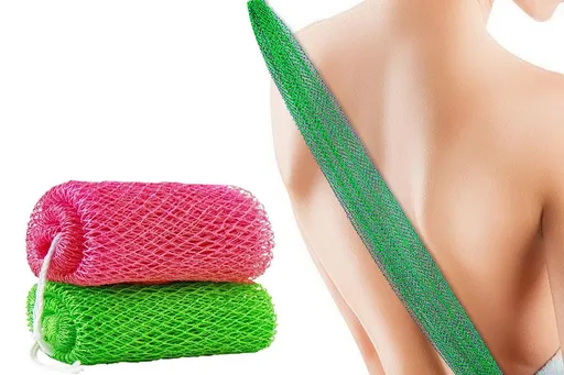2PCS African Net Sponge Body Scrubber for Exfoliating and Bathing - Green & Pink