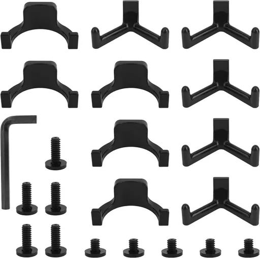 Tool Storage Brackets, Set of 21, Y/U-Shape, Black, Includes Wrench, Shed Storage Accessories - Compatible with Suncast and Craftsman