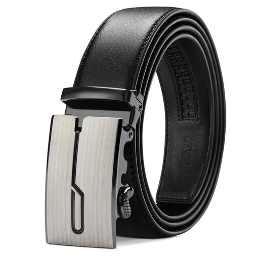 Men's Leather Belt Adjustable Buckle 115CM Black