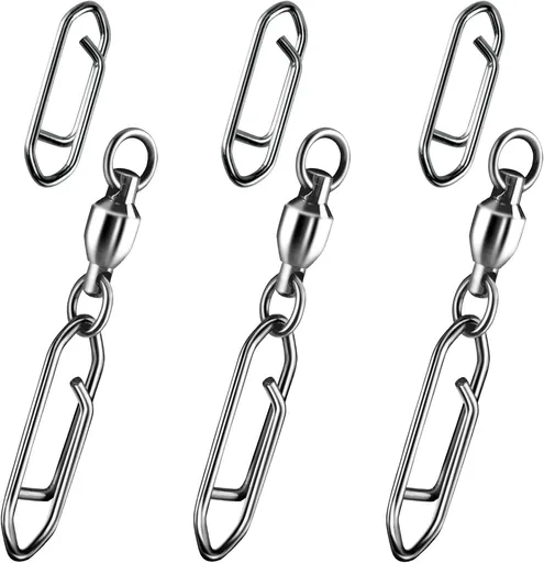 50-Pack Fishing Power Speed Clips 25LB Buy with 30-Pack Swivels 33LB