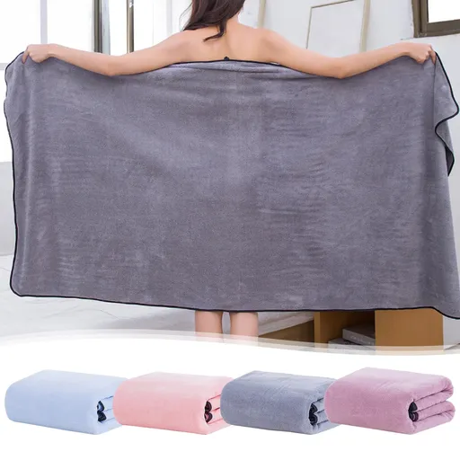 Extra Large Bath Towels, Soft Highly Absorbent Bath Towels Microfiber Velvet Towels Lightweight Quick Drying Towels for Bathroom Beach, Spa, Shower, Hotel-27.5×55.1"-Gray A_#Pink