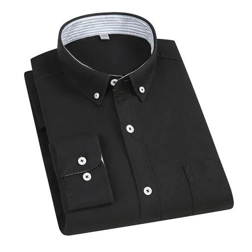 East Rain Men Cotton Long Sleeve Shirt Black 40/L
