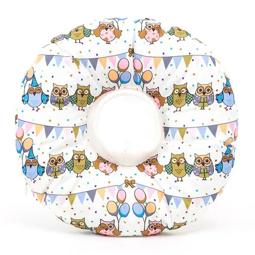 Cotton Paw Cat Dog Soft E Collar Cartoon Waterproof Wash Adjustable 13-22cm White Owl