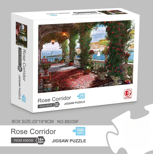 1000 piece Jigsaw Puzzle for Adults - Landscape Cityscape Art, Premium Quality Paper Cardboard, 70x50cm Finished Size, Stress Relief Brain Game Gift for Ages 14+ 【Rose Corridor】