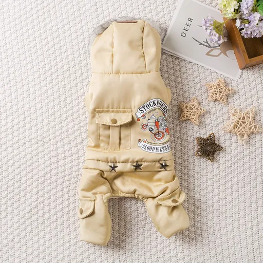 Qi Pet Dog Clothes Thickened Four Legged Warm Locomotive hand khakis XS