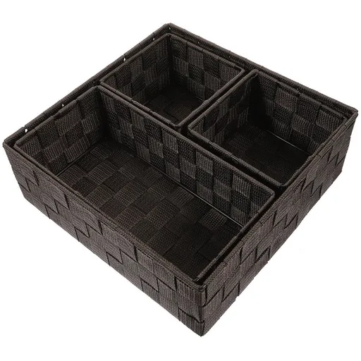 4-Pack Dark Brown Cube Storage Bins, Cloth Fabric Organizer Baskets for Home and Office Storage Solutions