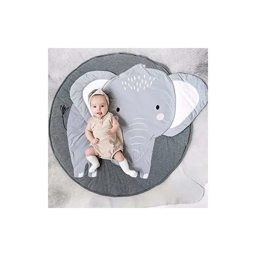 Baby Crawling Mat Play Mat Kids Crawling Mat ROund Animals Carpet Children Rug For Girls Boys 90X90Cm (Elephant)