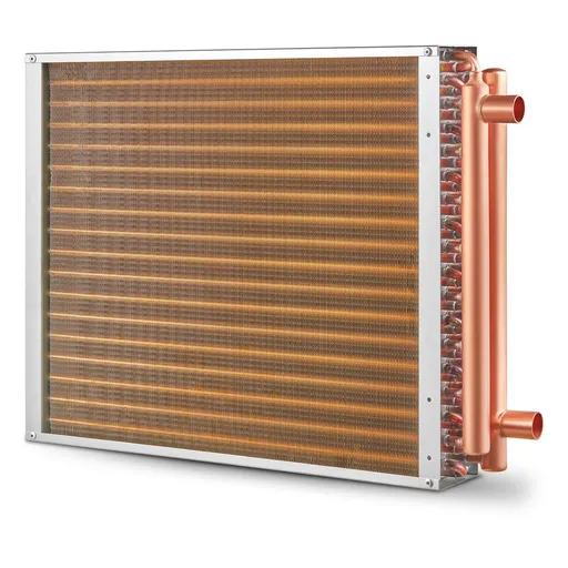 Heat Exchanger Water to Air, 18"x 20" with 3-Row 3/8" Copper Ports, 242 Aluminum Fins Heat Exchanger for Outdoor Wood Furnaces, Residential Heating and Cooling, and Forced Air Heating
