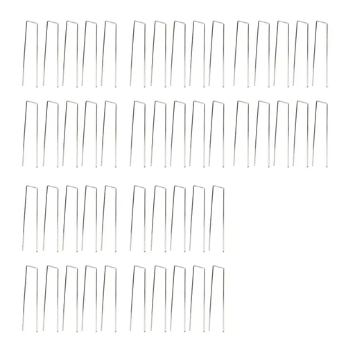 50Pcs Galvanized Steel Garden Stakes U Shaped Tent Stakes U Shaped Galvanized Landscape Pins Heavy Duty Yard Ground Pin 4x10cm 0.4mm Thickness