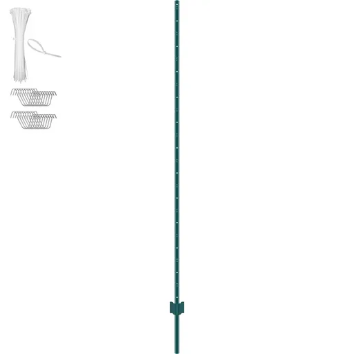 7 Feet Fence Post, 10 Pack U-Channel Heavy Duty Metal Fence Posts, Sturdy Steel Fence Stakes for Garden Yard, Lawn, Farms and Outdoor Wire Fencing, Green