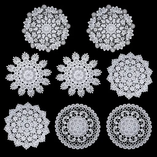8 Pcs Crochet Lace Doilies for Tables White Round Lace Doilies 6 Inch Placemat Vintage Laces Coasters Decors for Kitchen Dining Room Wedding Vase Decoration