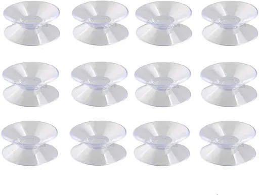 12pcs Non-Slip Suction Cups for Glass Tabletop, Transparent PVC Plastic, Double-Sided