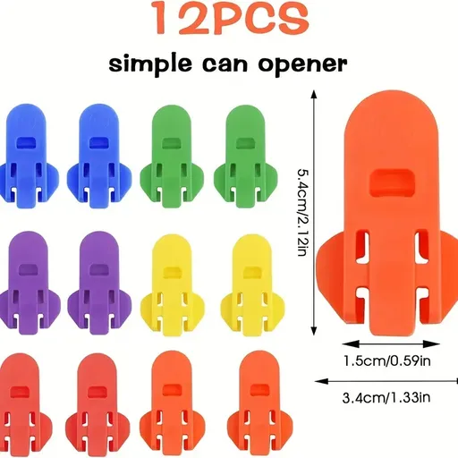 12 Pack Can Tab Openers, Ring Pull Lifters and Nail Protectors for Soda and Beer Cans, Easy Opening Tools, Assorted Colours