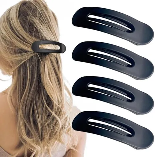 Black flat hair clips - Flat hair clips for women - Flat hair clips for thin and thick hair - Large flat hair clips 4-pack black