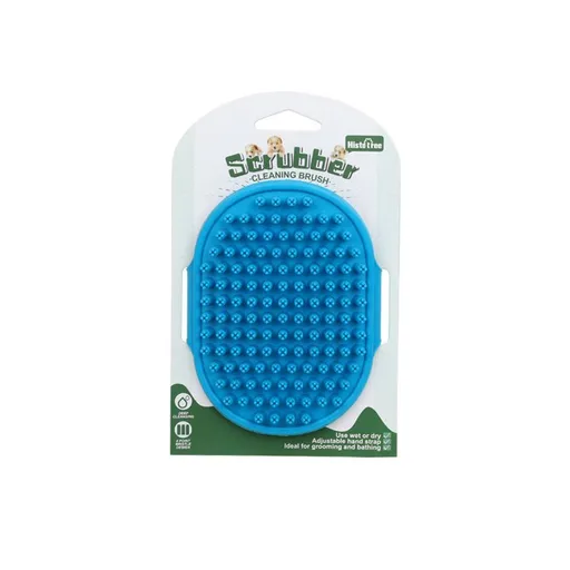 Blue Pet Bath Massage Brush Soft TPR Grooming Brush for Dogs and Cats Adjustable Hand Strap Deshedding Scrubber