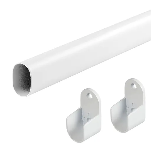 18-75" Oval Closet Rod for Hanging Clothes Adjustable Closet Rods Heavy Duty Black Poles Bar Closet Rod Expandable for Wardrobes Laundry RV - White