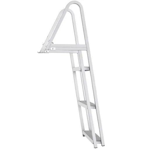 Dock Ladder, Removable 3 Steps, 159 kg Load Capacity, Aluminum Alloy Pontoon Boat Ladder with 101.6 mm Wide Step & Nonslip Rubber Mat, Easy to Install for Ship/Lake/Pool/Marine Boarding