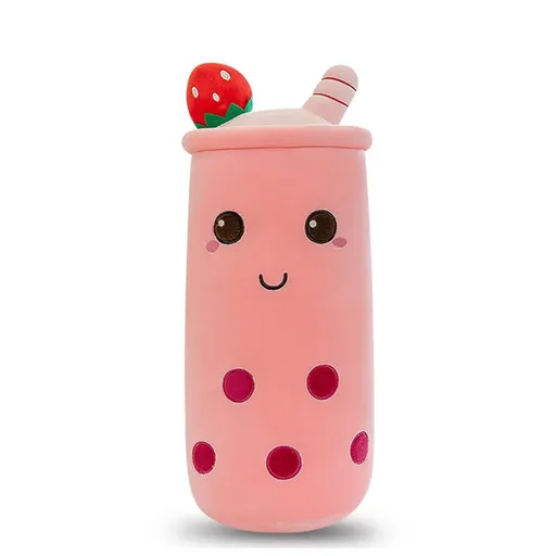 Bubble Tea Plush Pillow Soft Plush Toy Skin-Friendly Pillow Multiple Sizes Cute - Pink - Size 16in