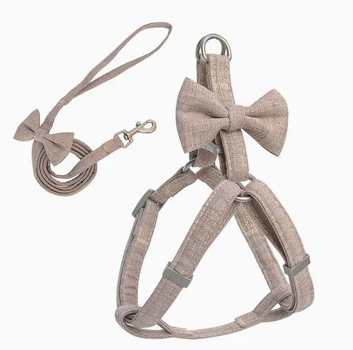 Zichen Dog Leash Harness Set Polyester Small Medium Brown suit M(recommended 4-7.5kg )