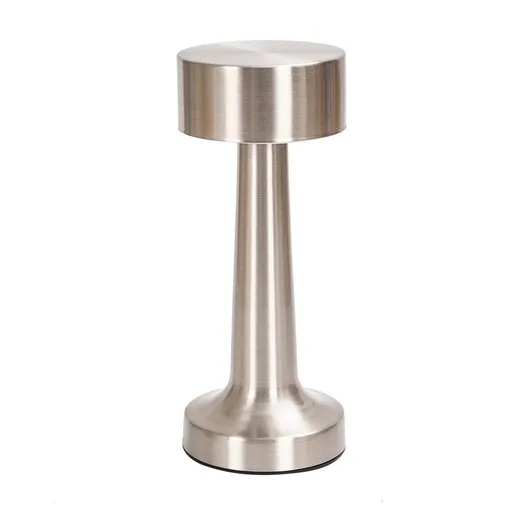 Dumbbell-Shape Metal Touch Lamp – Brushed Body, 3 Color Temperatures, Wireless & Portable, Soft Eye-Friendly Ambient Light（Space silver）