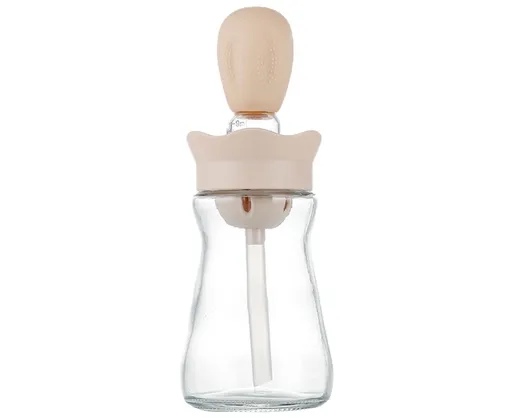 200ML 2 in 1 Glass Oil Bottle with Silicone Brush-Pink