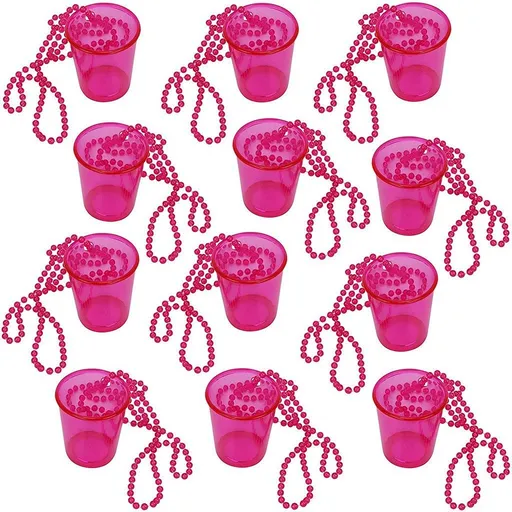 12 Pcs Bridal Shot Glass Chain, Bead Necklace Small Wine Glass Bachelor Party Necklace for Bachelorette Beach Trip New