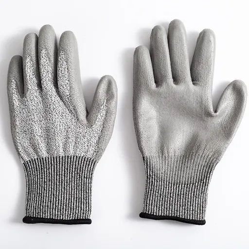 2-Pair Grey Level 5 Cut Resistant Work Glove - Anti-Abrasion & Anti-Puncture Protective Gloves (L Size)