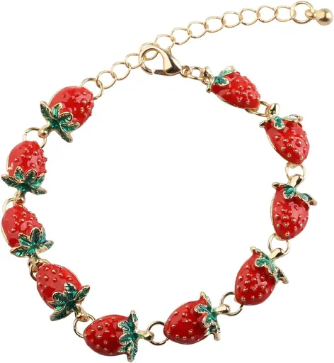 Strawberry Bracelet Fruit Strawberry Lover Gifts Strawberry Pendent Jewelry Strawberry Charm Bracelet