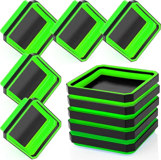 10 Pcs Magnetic Tool Tray Collapsible Foldable Parts Trays Set Magnetic Screw Tray Magnetic Parts Bowl Square Silicone Magnetic Tool for Bolts Nuts Washers Pins Screw Parts (Green)