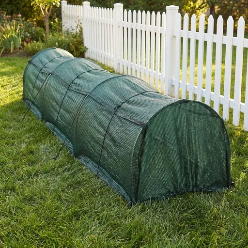 Foldable Chicken Tunnels with Green Plastic Sunshade Cover for Outdoor Garden Use, and Portable