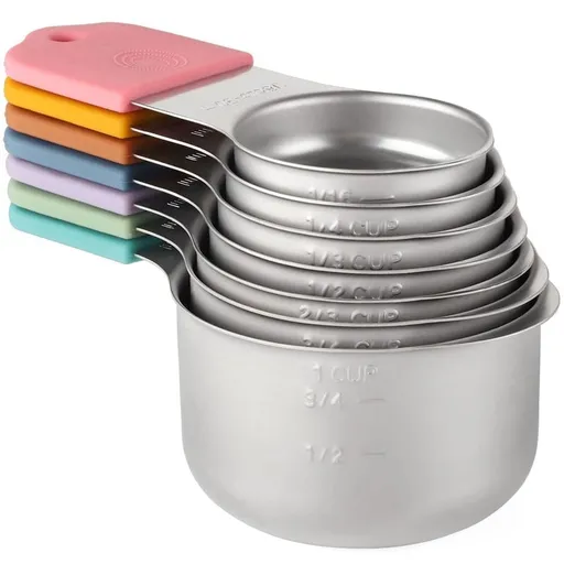 Magnetic Measuring Cups Set Stainless Steel Heavy Duty Metal Measuring Cups for Dry and Liquid Ingredients (Multicolor)