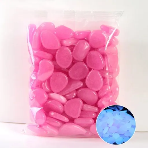 100Pcs Aquarium Decoration Purple Glow Pebbles Cobblestone Gravel Durable Resin