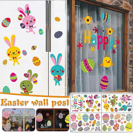 Holiday Ornaments Easter Day Stickers Window Glass Stickers Fridge Stickers